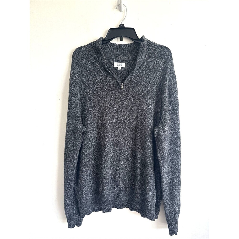 Croft & Barrow Gray & Black Heather 1/4 Zip Sweater Mens XXL
